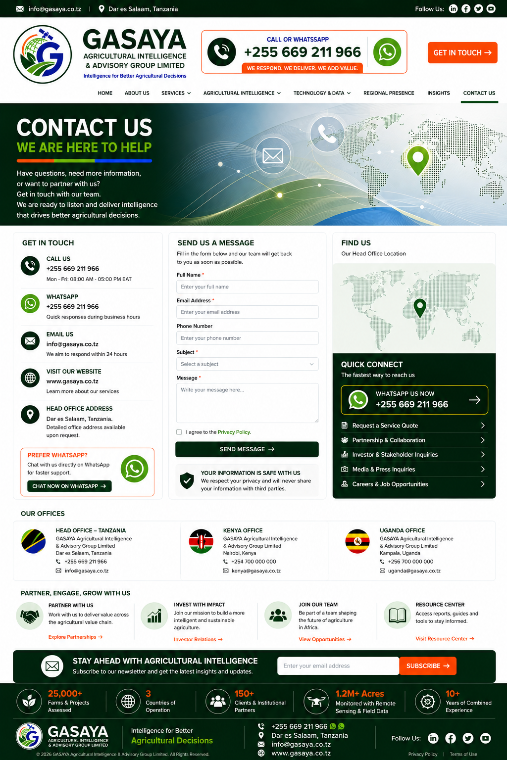 Approved GASAYA Contact Us website design