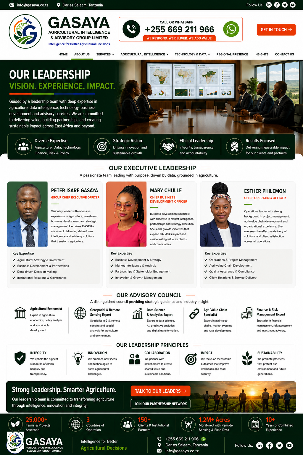 Approved GASAYA Leadership website design
