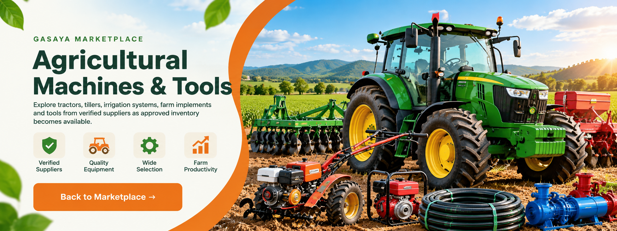 GASAYA Agricultural Machines and Tools Marketplace: tractor, farm implements, tillers and irrigation equipment